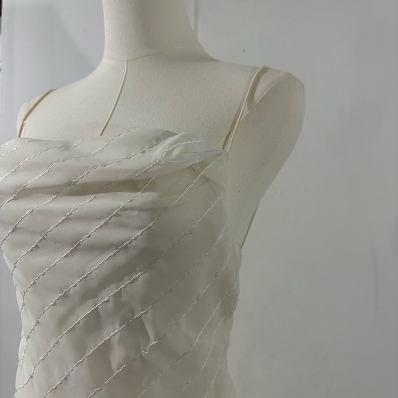 B Darlin Asymmetrical Mermaid Midi Dress Sz 1/2 White Sequin Bridal Fairy - Picture 8 of 14